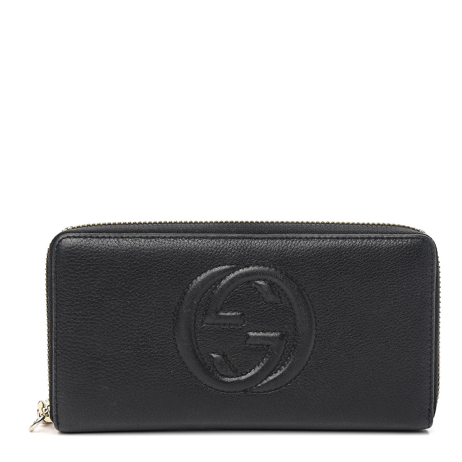 Gucci Pebbled Calfskin Soho Zip Around Wallet Black 1 of 8