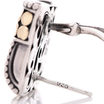 John Hardy Sterling Silver 18K Yellow Gold Basketweave Dot Earrings 3 of 7