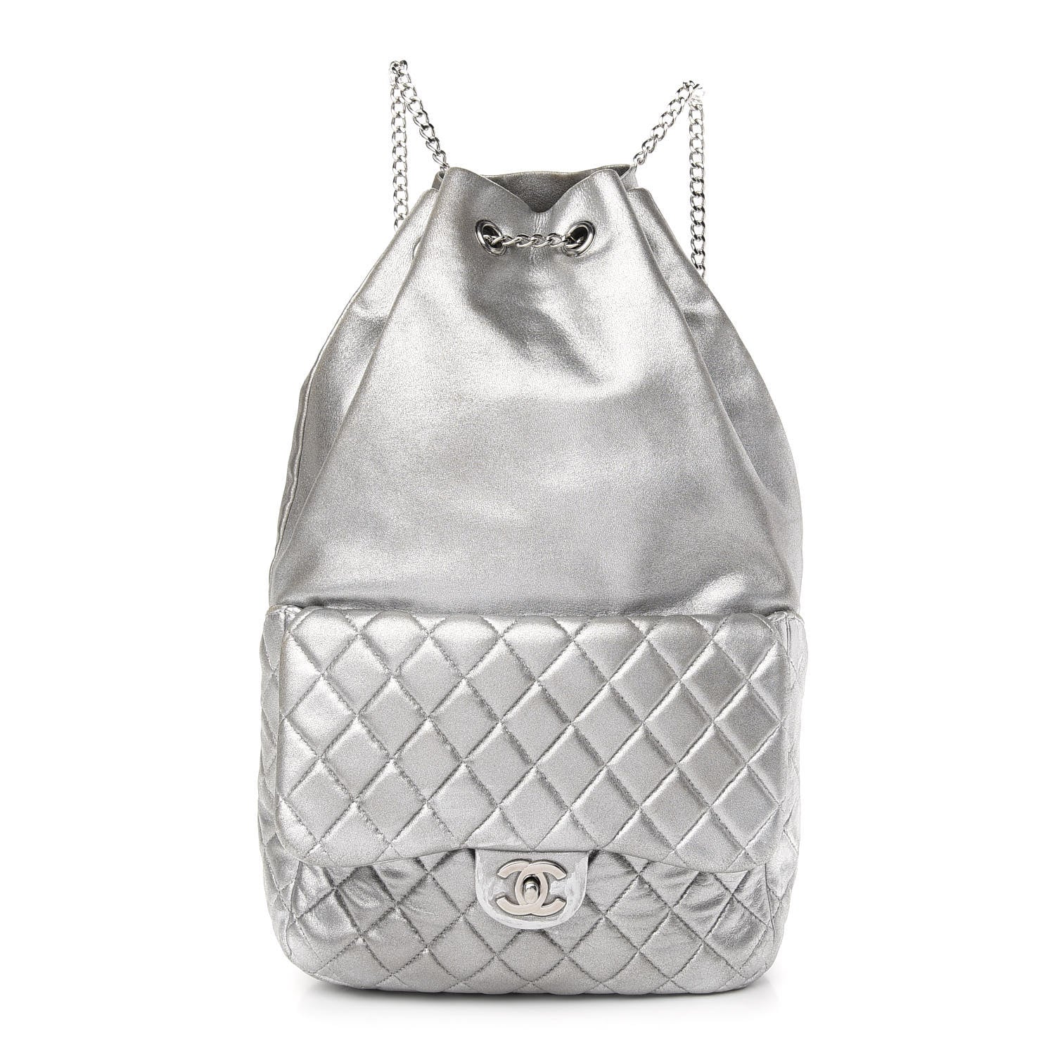 Chanel Metallic Lambskin Quilted Large In Seoul Backpack Silver 1 of 10