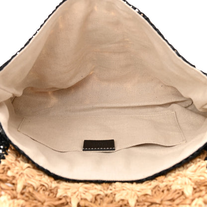 Gucci Raffia Azalea Calfskin Crochet Flower Small GG Marmont Shoulder Bag Natural Ecru Black 5 of 11