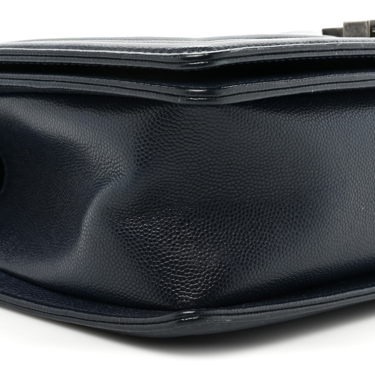 Caviar Chevron Quilted Medium Boy Flap Navy
