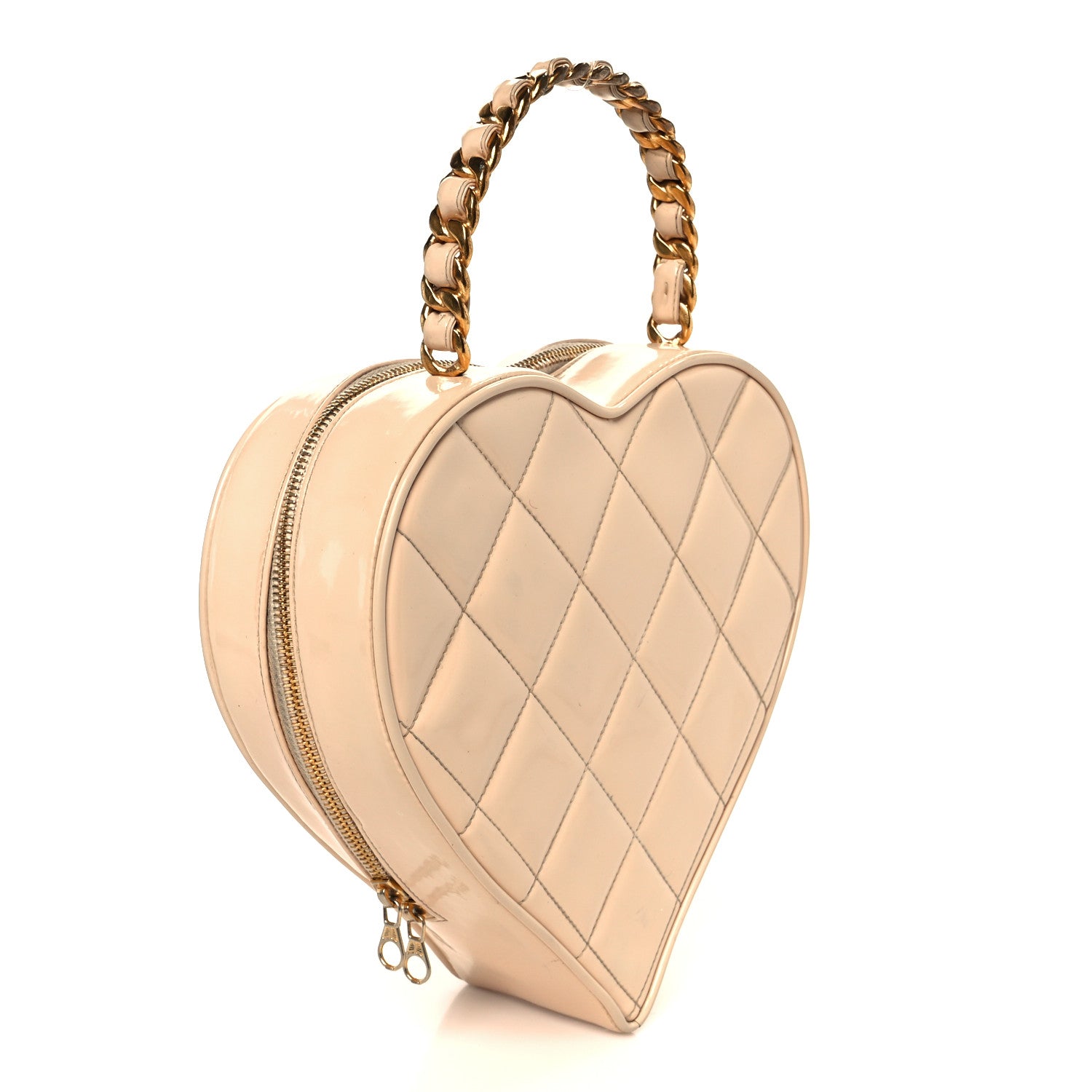 Chanel Patent CC Heart Vanity Case Beige 3 of 13