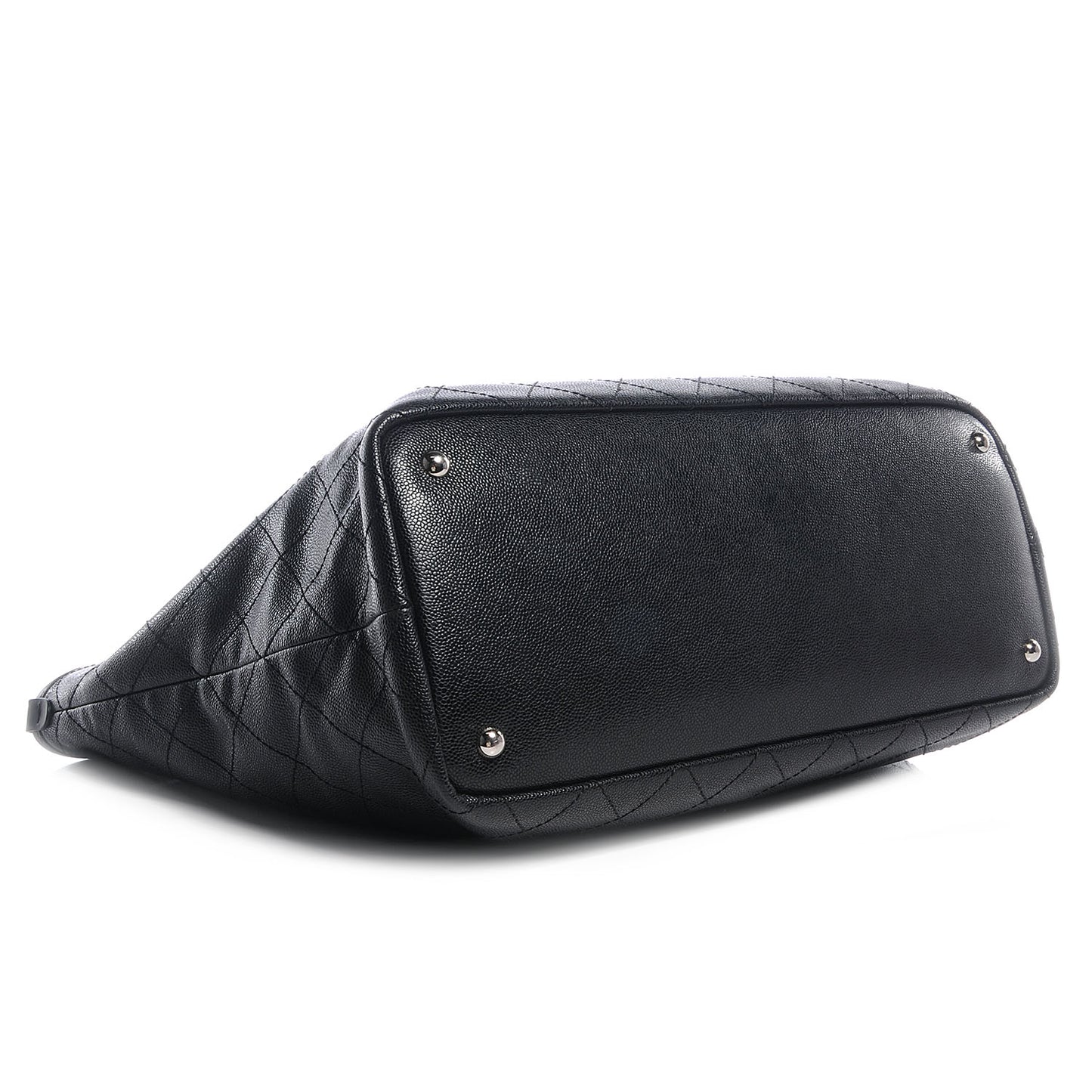 Grained Calfskin Large Shopping Fever Tote Black