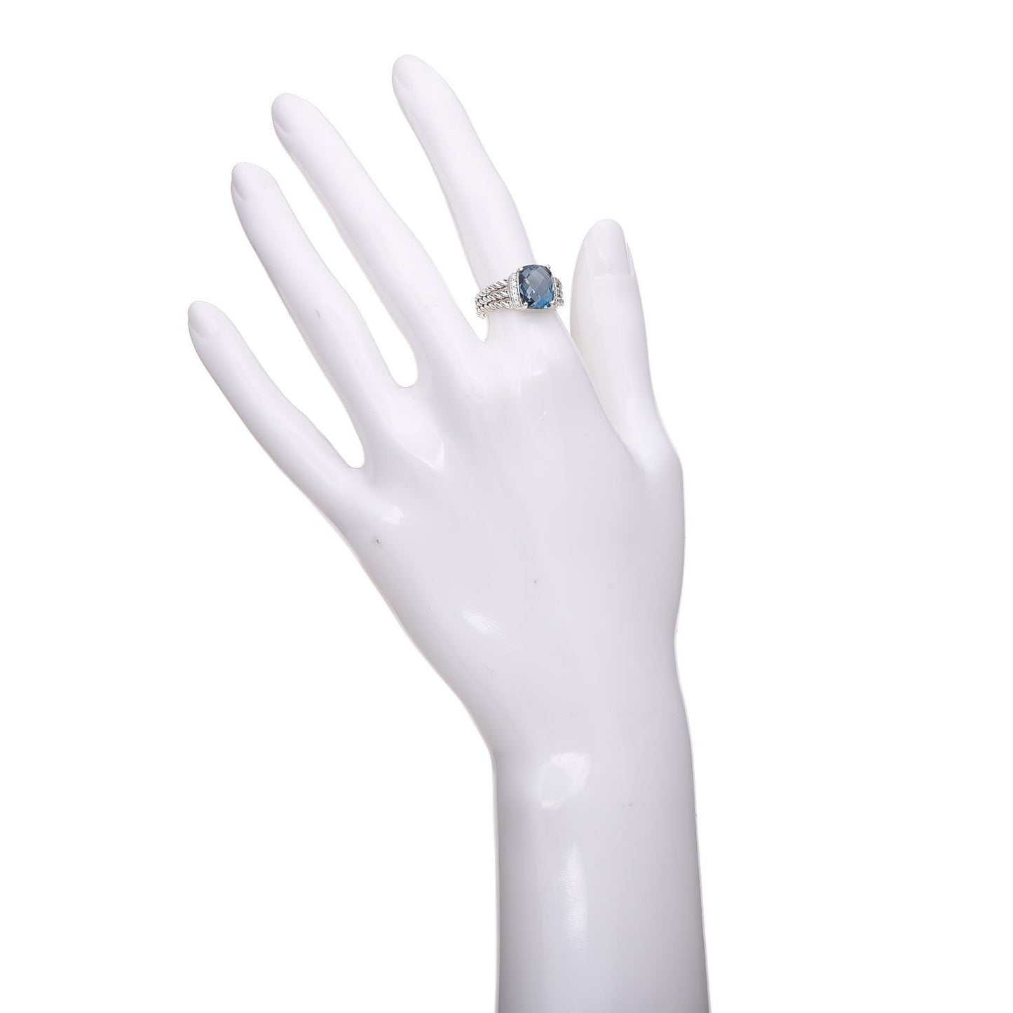 Sterling Silver Diamond Hampton Blue Topaz 10mm Petite Wheaton Ring 51 5.75
