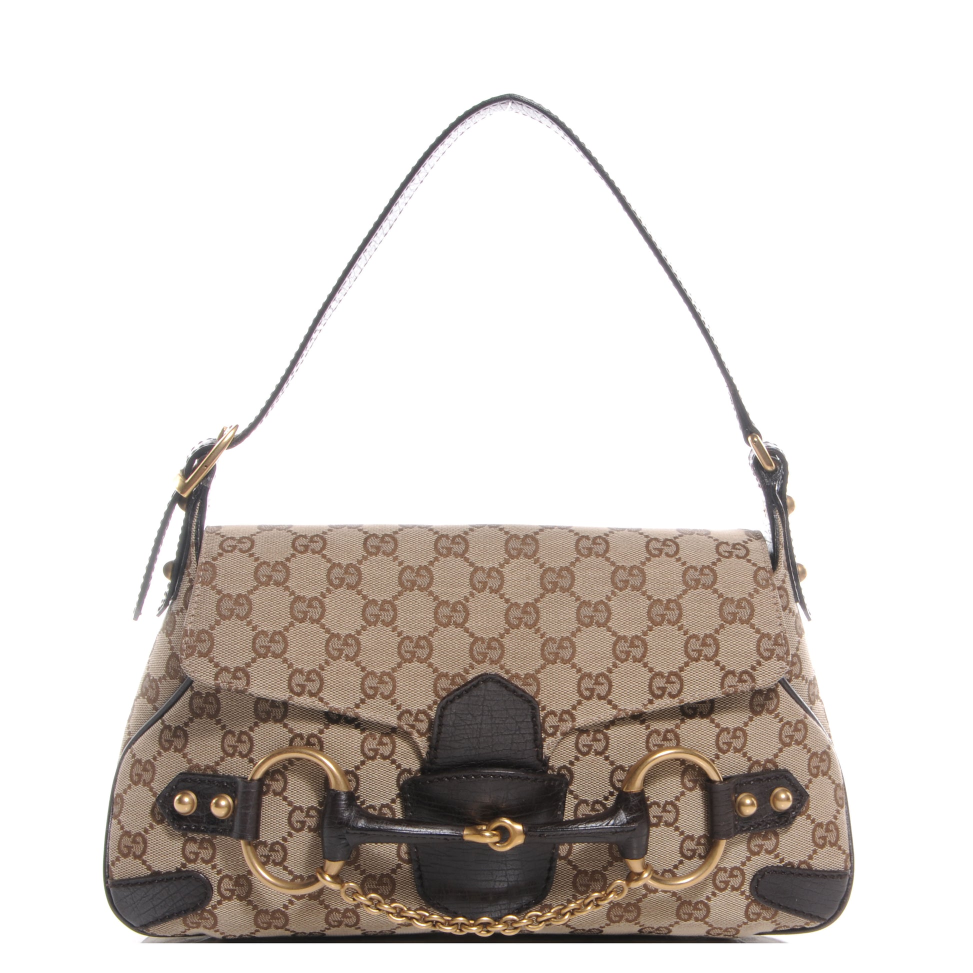 Gucci Monogram Horsebit Chain Flap Brown 1 of 7