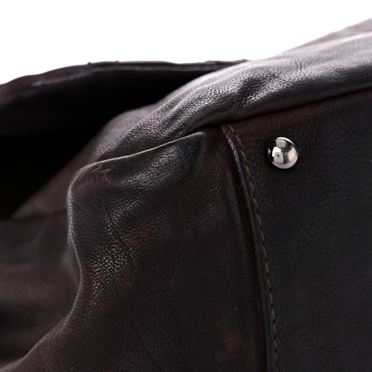 Calfskin Diamond Stitch Accordion Flap Brown