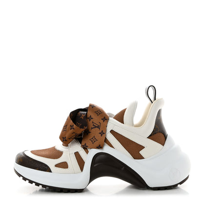 Louis Vuitton Patent Monogram LV Archlight Sneakers 39.5 White Brown 1 of 9