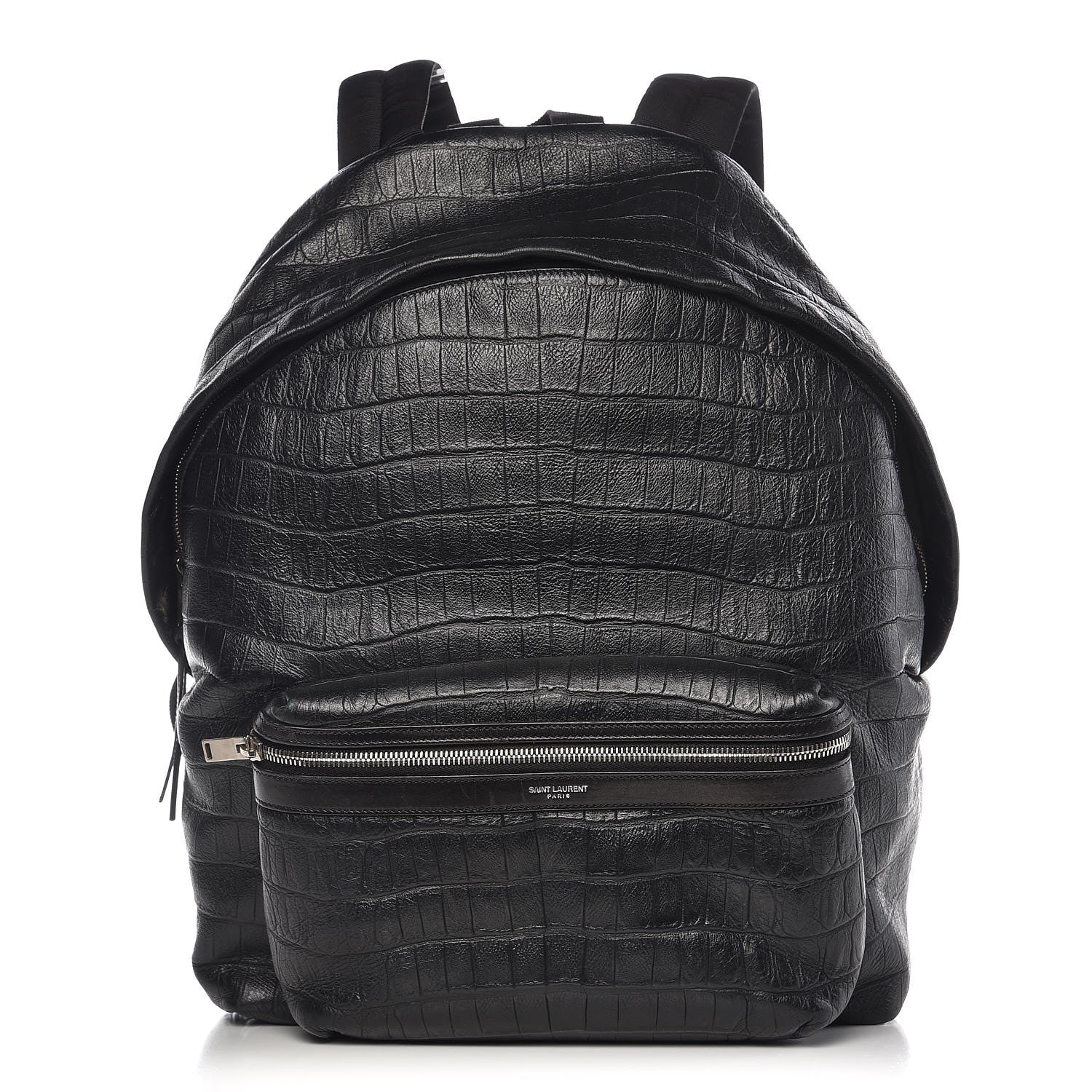 Saint Laurent Croc Calfskin Embossed Hunting Backpack Black 1 of 7
