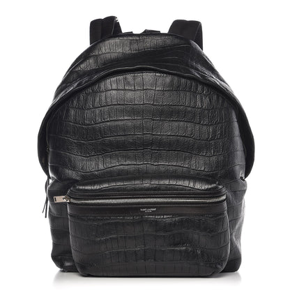 Saint Laurent Croc Calfskin Embossed Hunting Backpack Black 1 of 7
