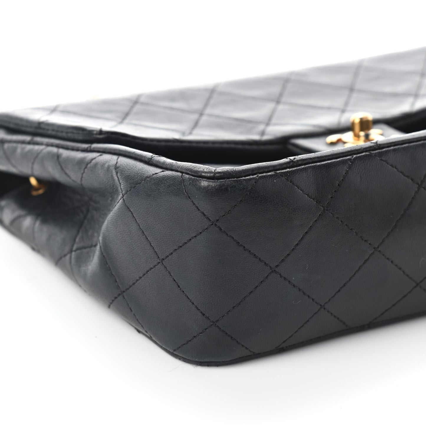 Lambskin Quilted Small Single Flap Black