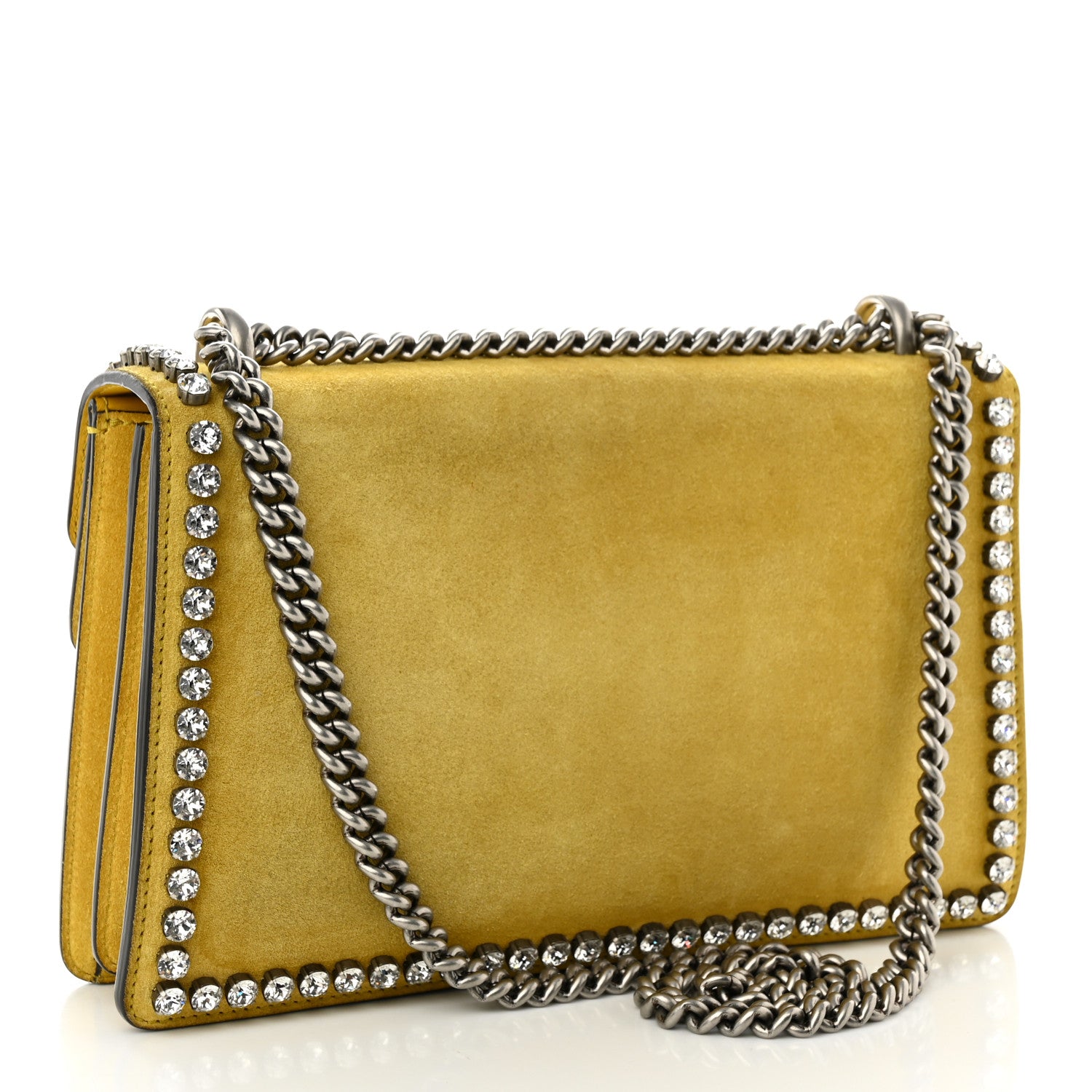 Gucci Suede Crystal Bow Embroidered Small Dionysus Shoulder Bag Yellow 3 of 11