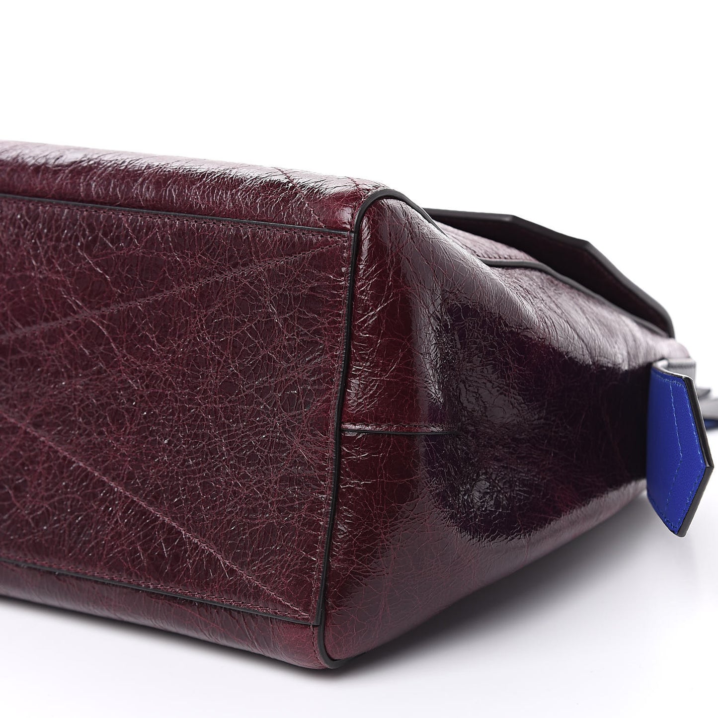 Creased Patent Calfskin Medium ID Flap Aubergine