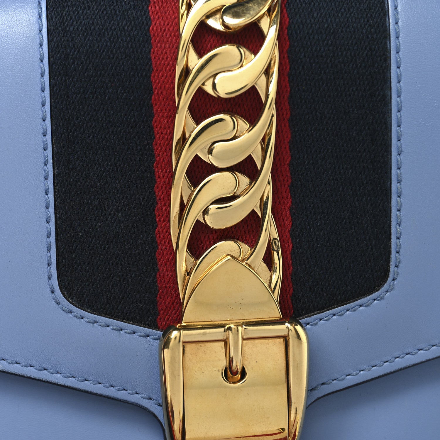 Gucci Calfskin Small Sylvie Shoulder Bag Clear Sky Blue 8 of 10