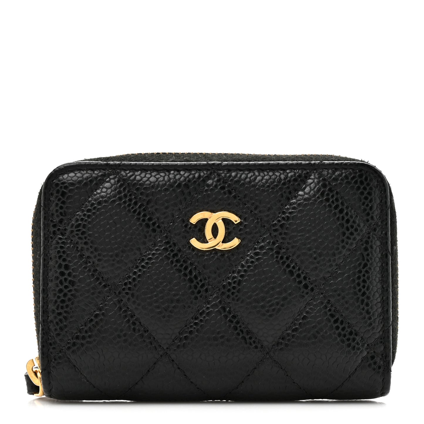 Caviar Quilted Zip Coin Purse Black