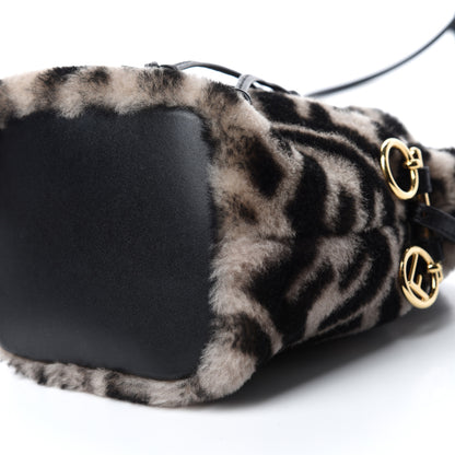 Fendi Shearling F is Macro FF 1974 Diagonal Mini Mon Tresor Bucket Bag Dove Black 7 of 11