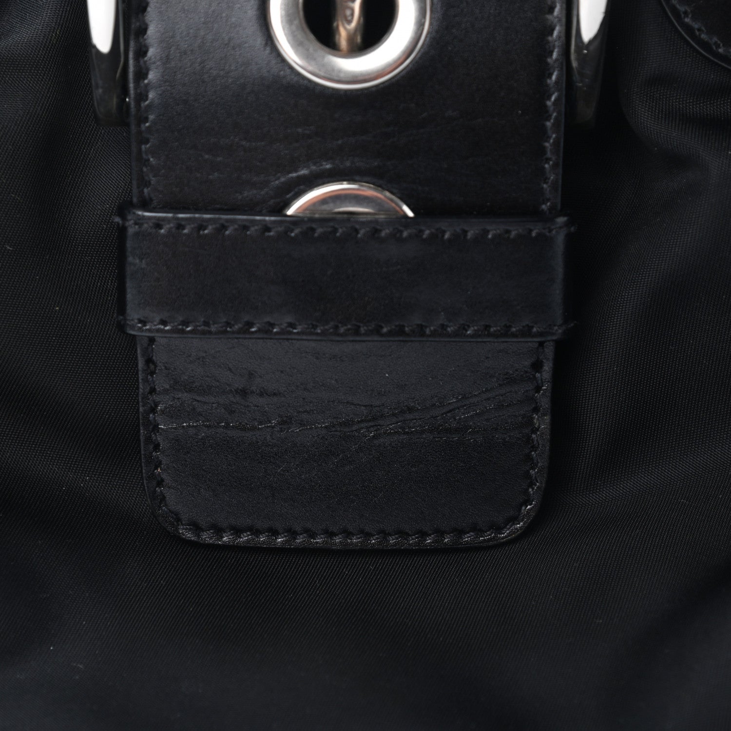 Prada Nylon Calfskin Buckle Shoulder Bag Black 10 of 14