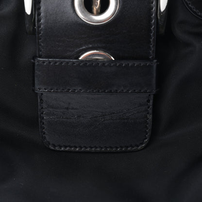 Prada Nylon Calfskin Buckle Shoulder Bag Black 10 of 14