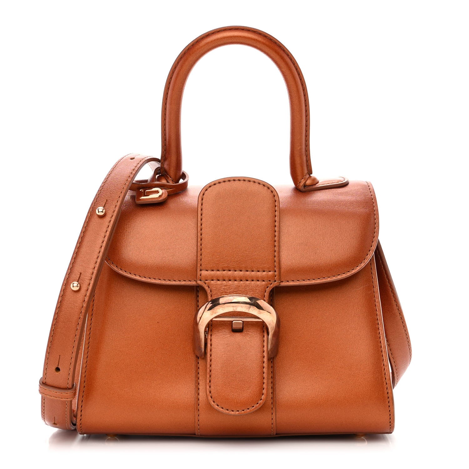 Delvaux Metallic Calfskin Mini Brillant Satchel Camel 1 of 14