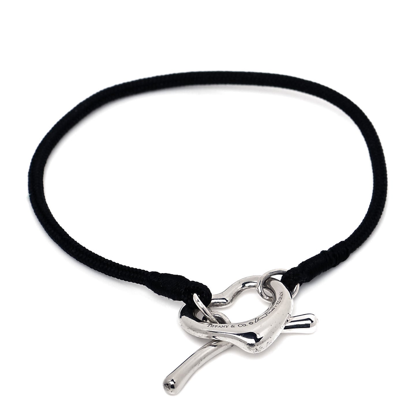 Sterling Silver Elsa Peretti Open Heart Silk Cord Bracelet