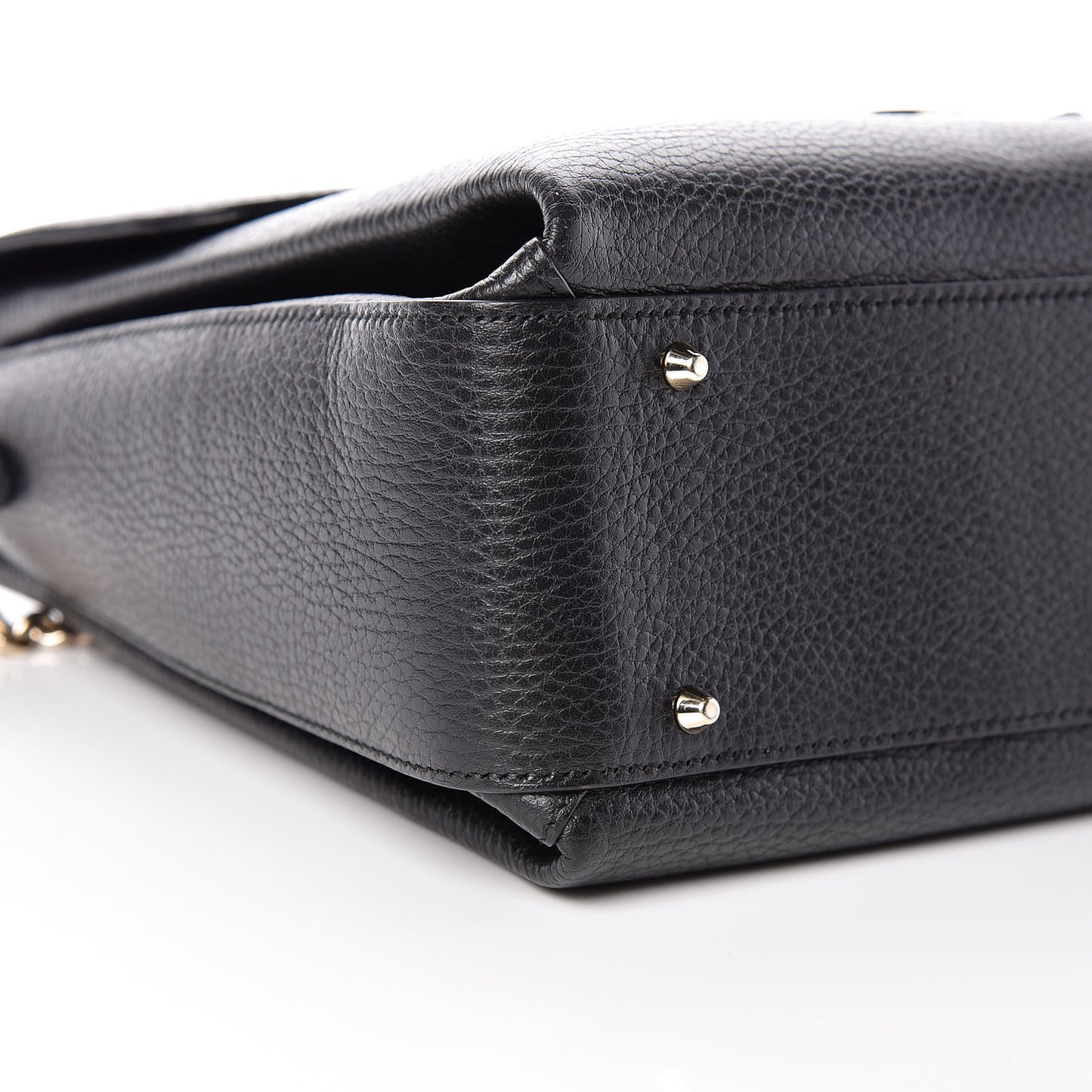 Dollar Calfskin Medium Interlocking G Top Handle Shoulder Bag Black