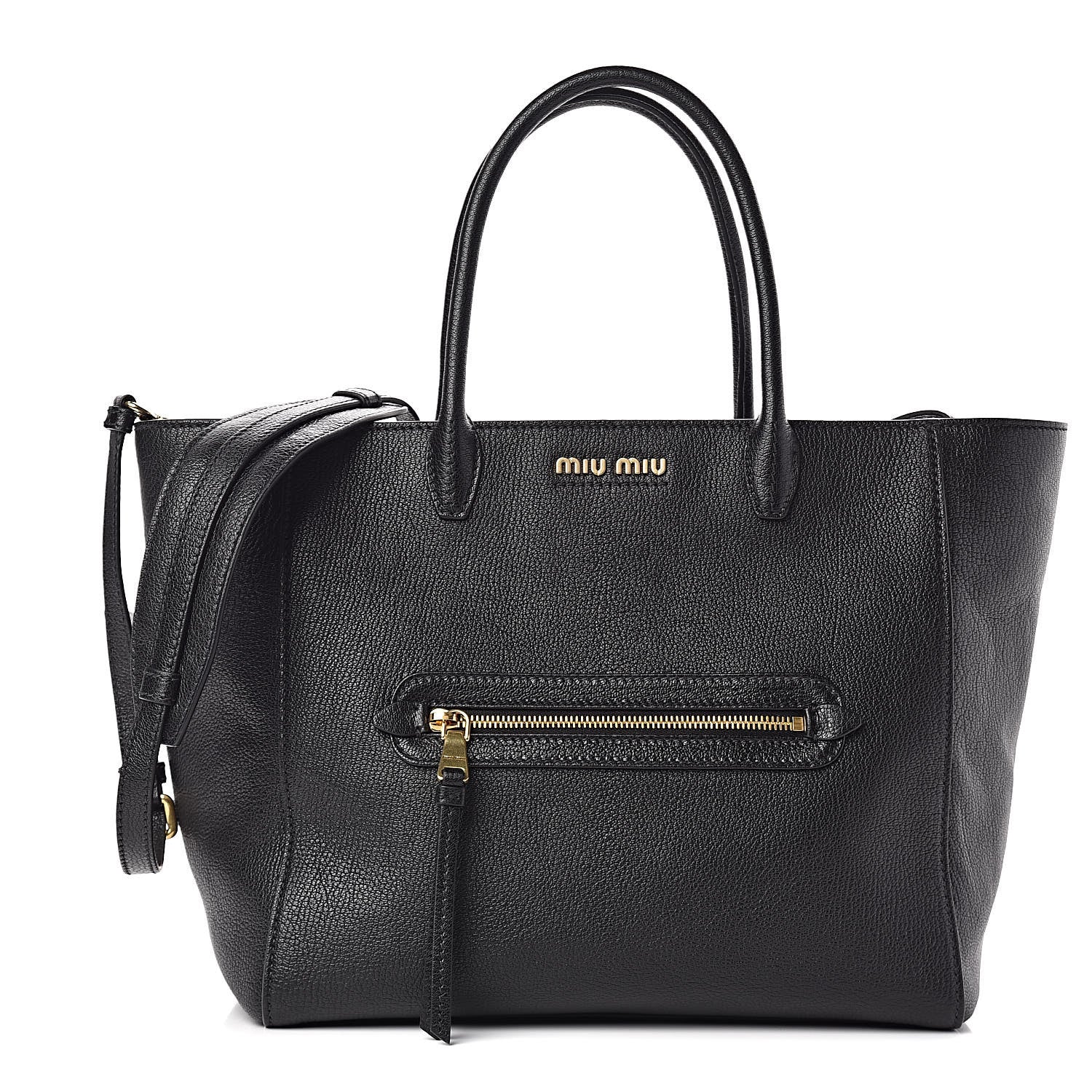 Miu Miu Goatskin Madras Tote Black 2 of 10