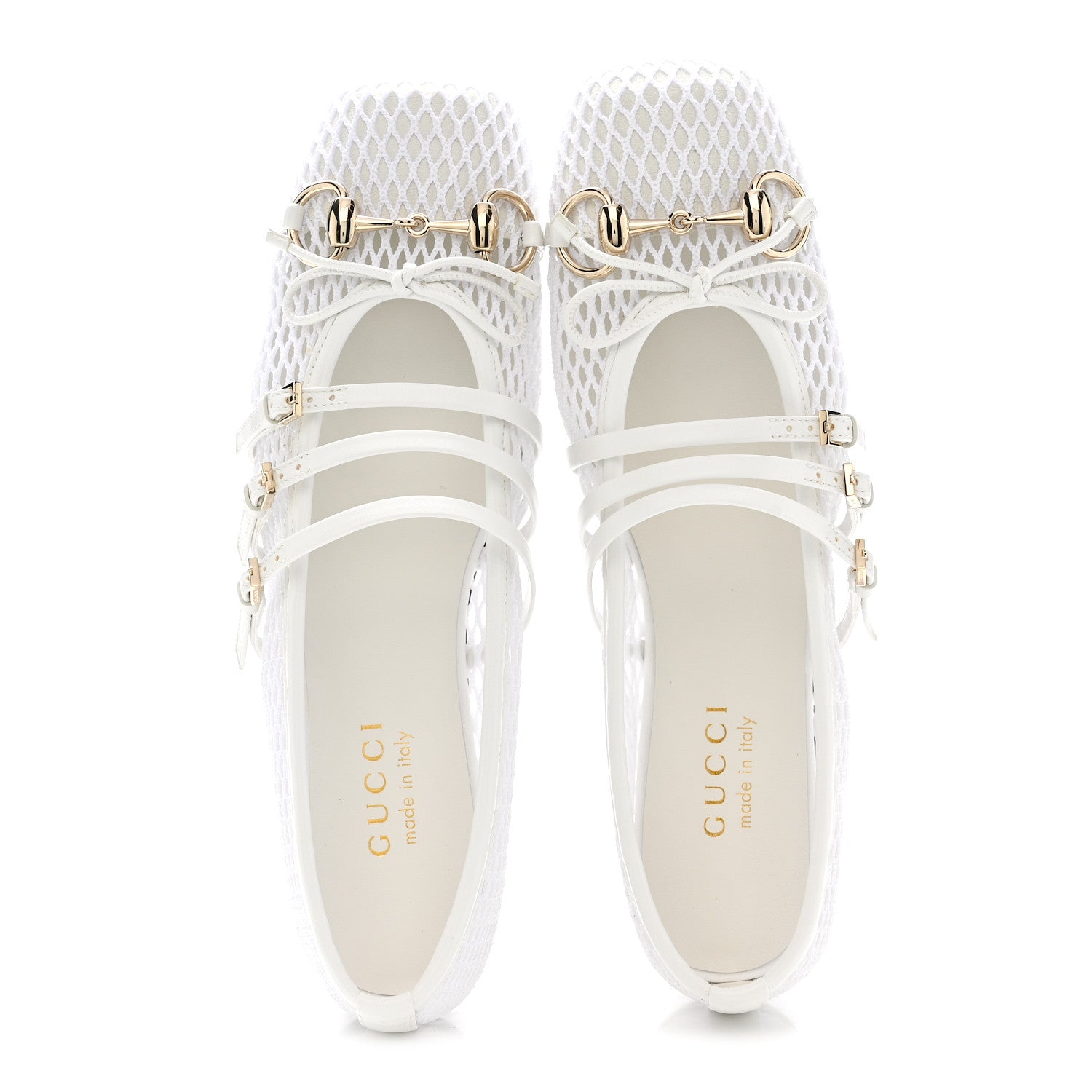 Gucci Video Net Nappa Horsebit Ballerina Flats 37 Great White 2 of 9