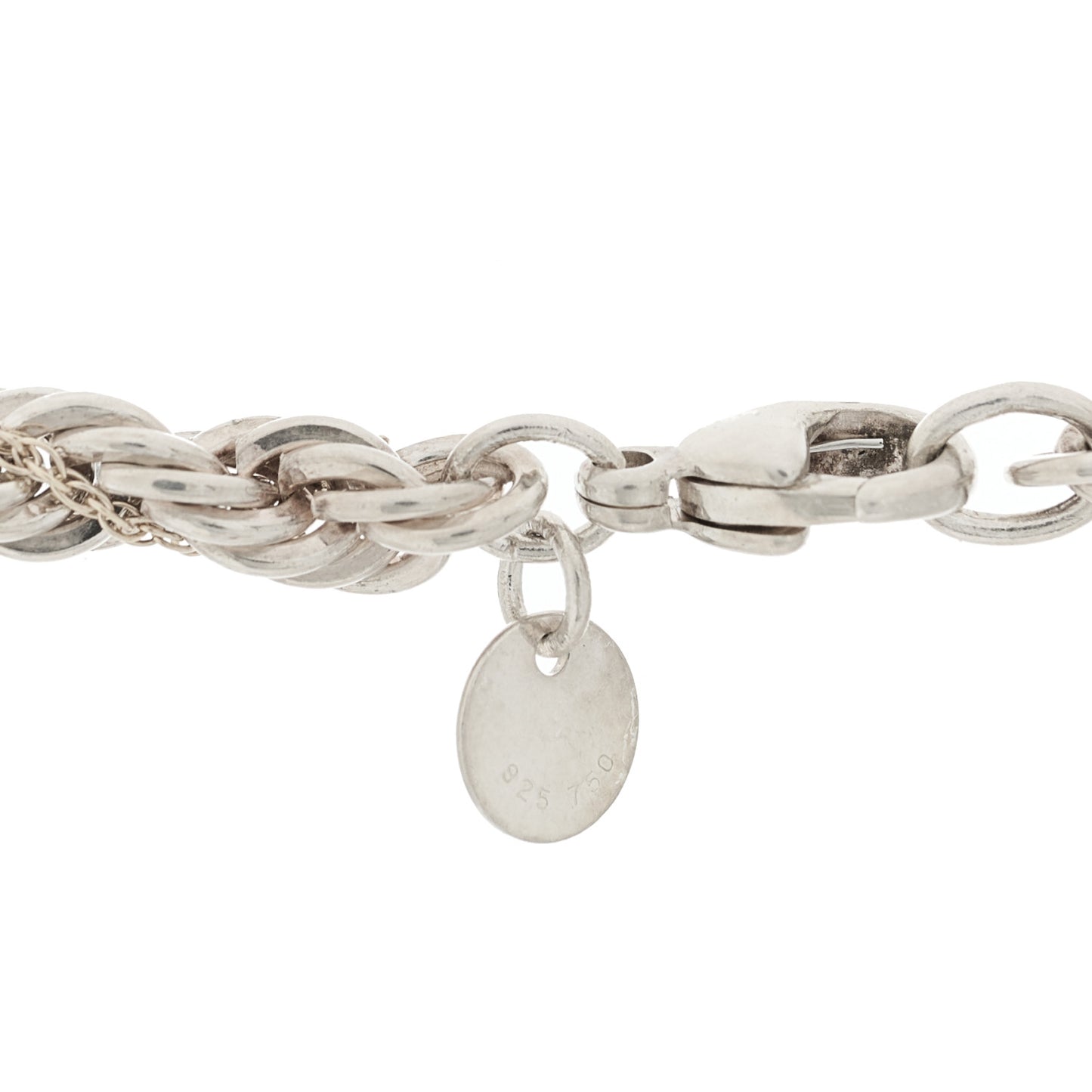 Sterling Silver 18K Yellow Gold Rope Chain Necklace 22"