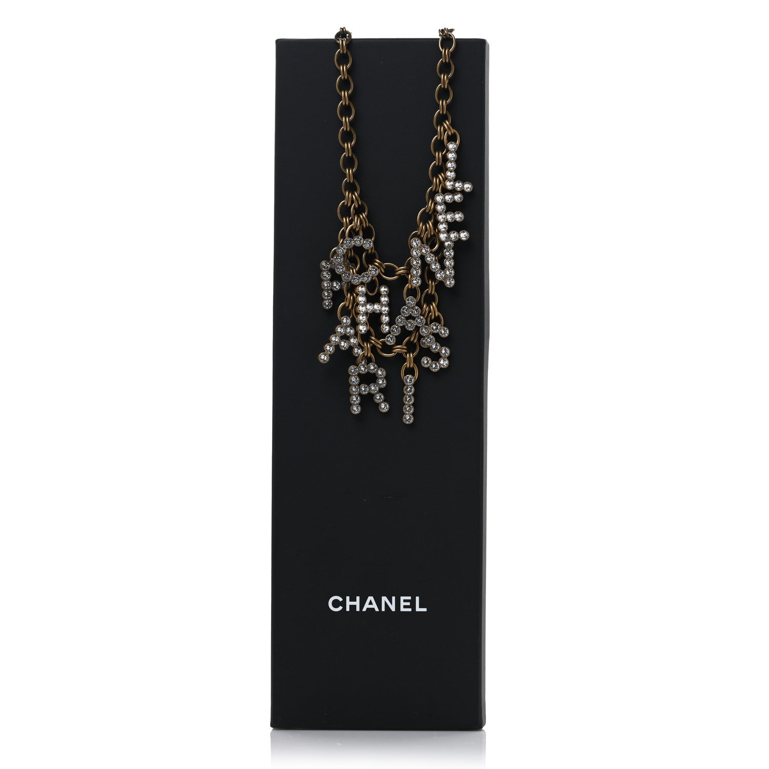 Chanel Crystal City of Lights Letter Chain Necklace Gold 5 of 5