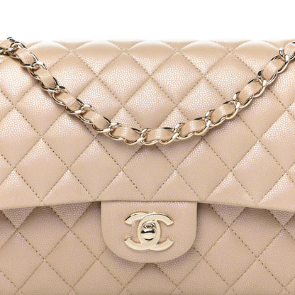 Chanel Iridescent Caviar Quilted Medium Double Flap Dark Beige 10 of 10