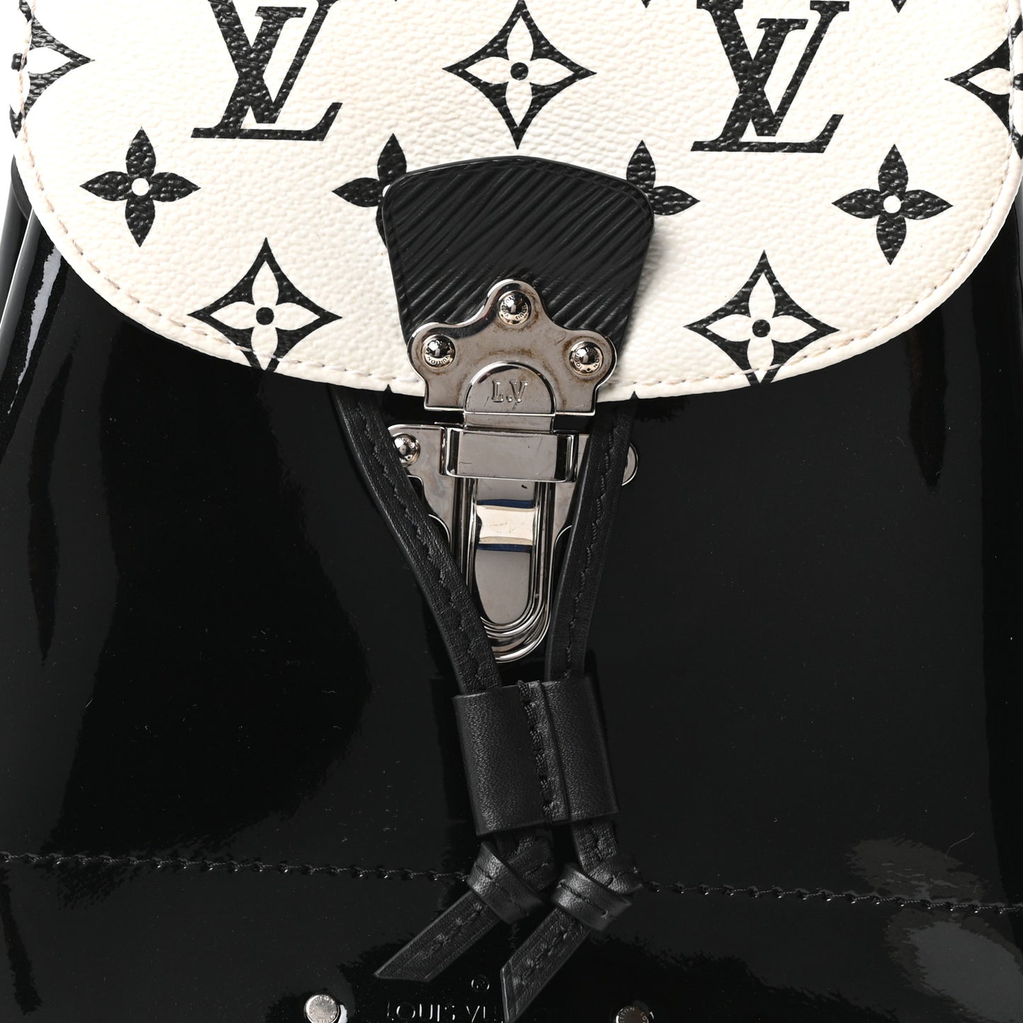 Patent Monogram Hot Springs Backpack Black White