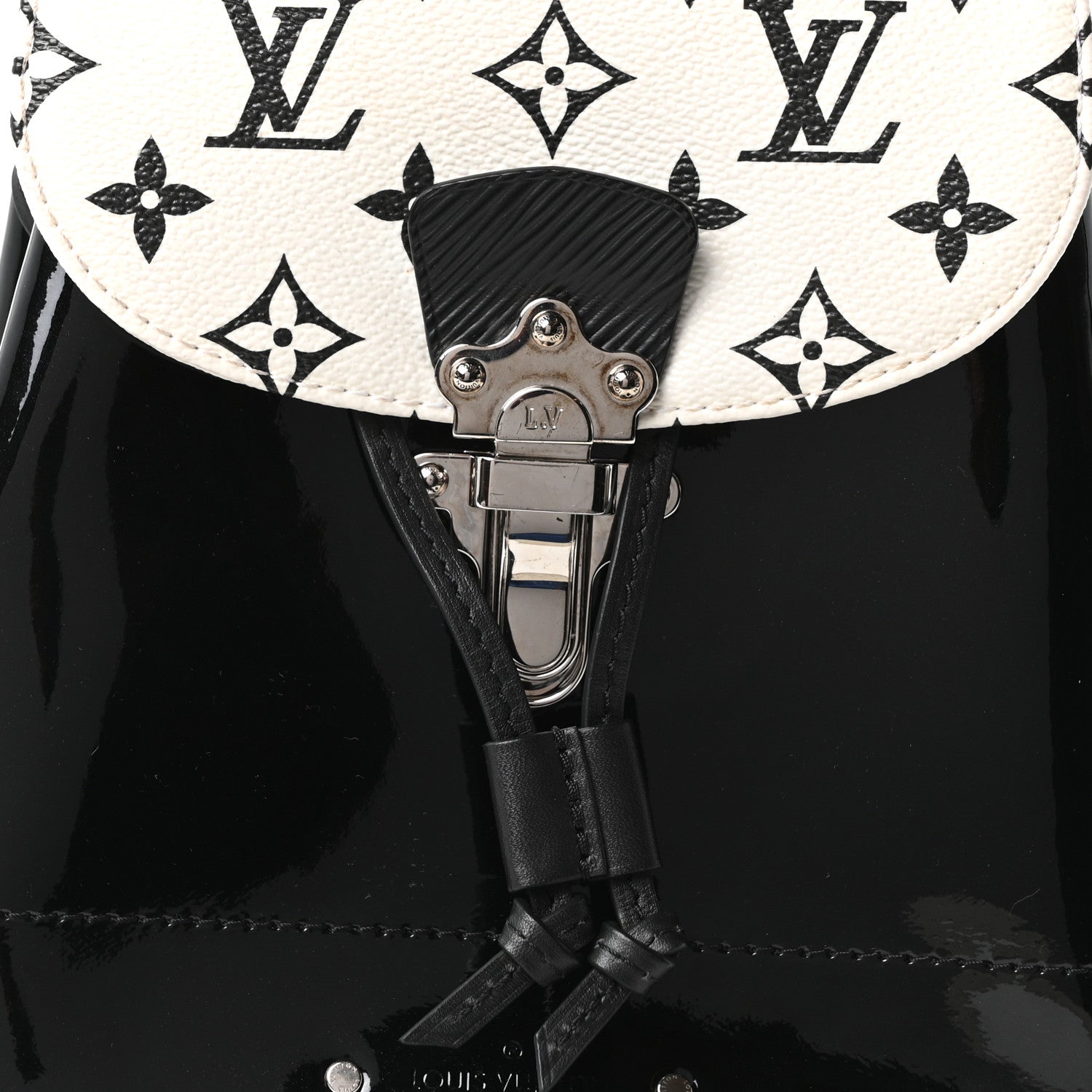 Louis Vuitton Patent Monogram Hot Springs Backpack Black White 6 of 9