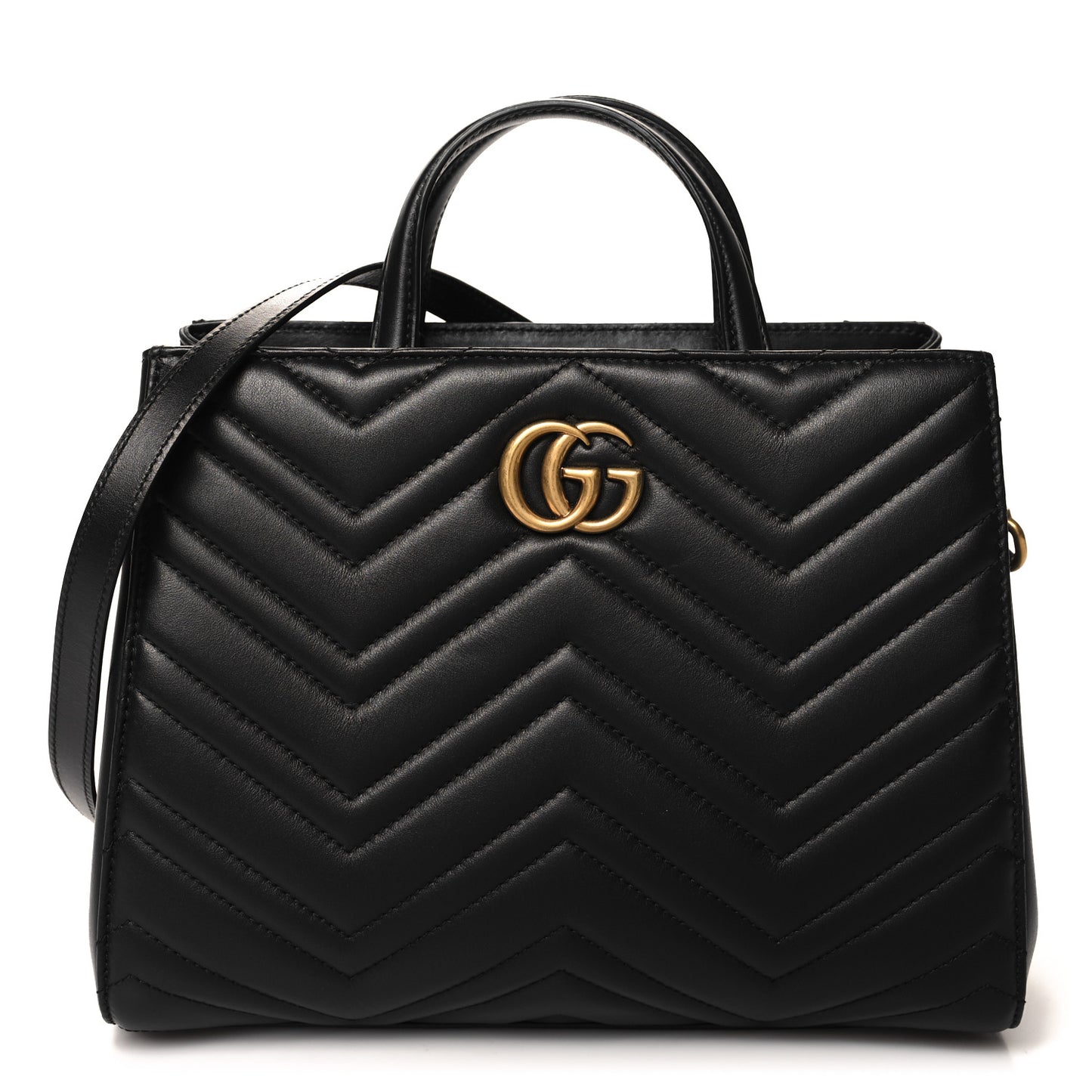 Calfskin Matelasse Small GG Marmont Tote Black