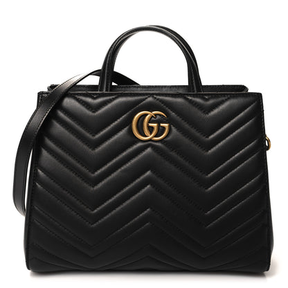 Gucci Calfskin Matelasse Small GG Marmont Tote Black 1 of 11