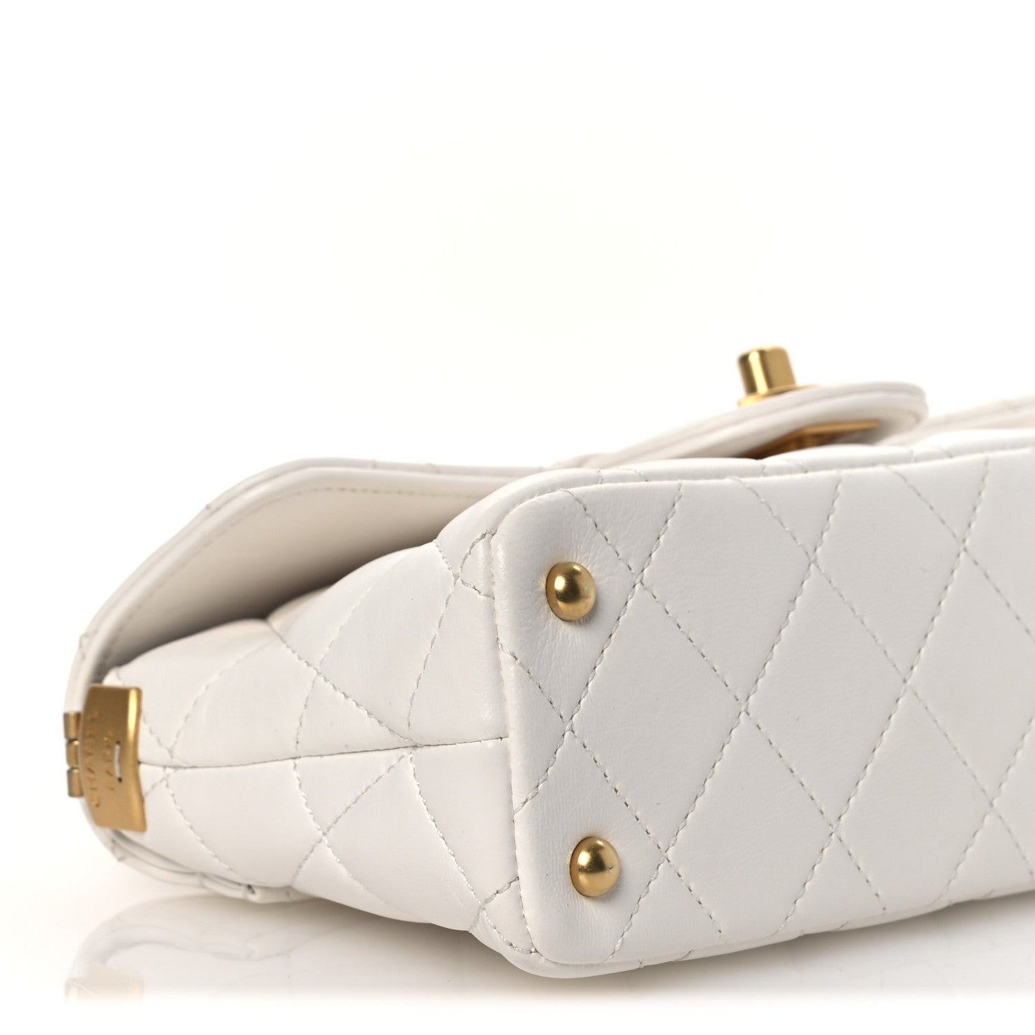 Chanel Lambskin Quilted Mini Flap Top Handle Bag White 9 of 12