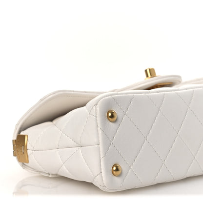 Chanel Lambskin Quilted Mini Flap Top Handle Bag White 9 of 12