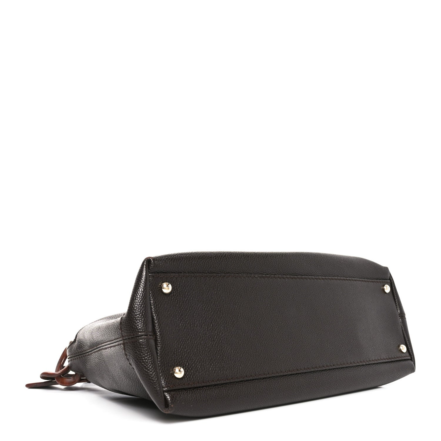 Chanel Caviar CC Wood Chain Hobo Dark Brown 4 of 10
