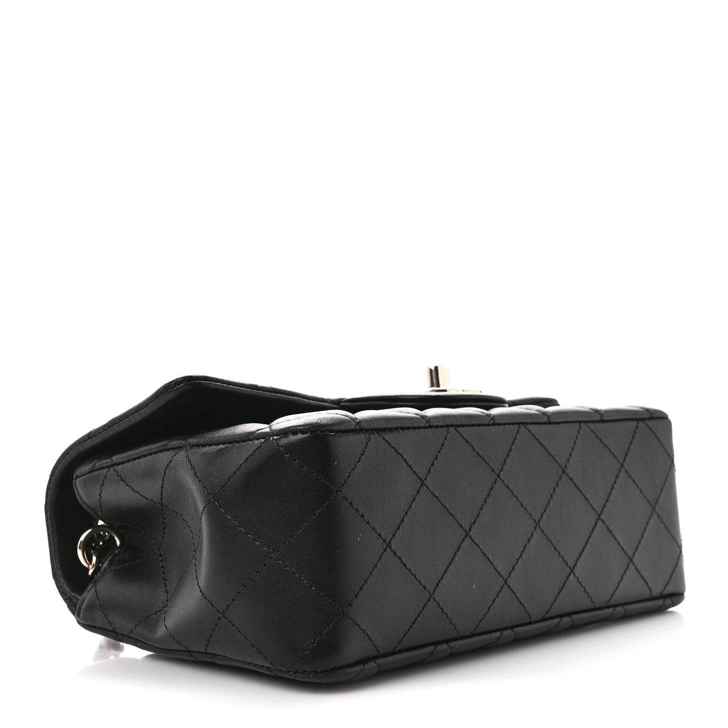 Lambskin Quilted Mini Rectangular Flap Black