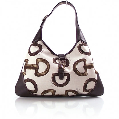 Gucci Canvas Bamboo Horsebit Print Medium Jackie O Hobo 1 of 10