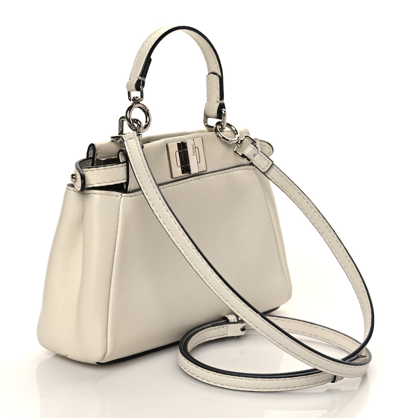 Shiny Nappa Micro Peekaboo Iconic Satchel White