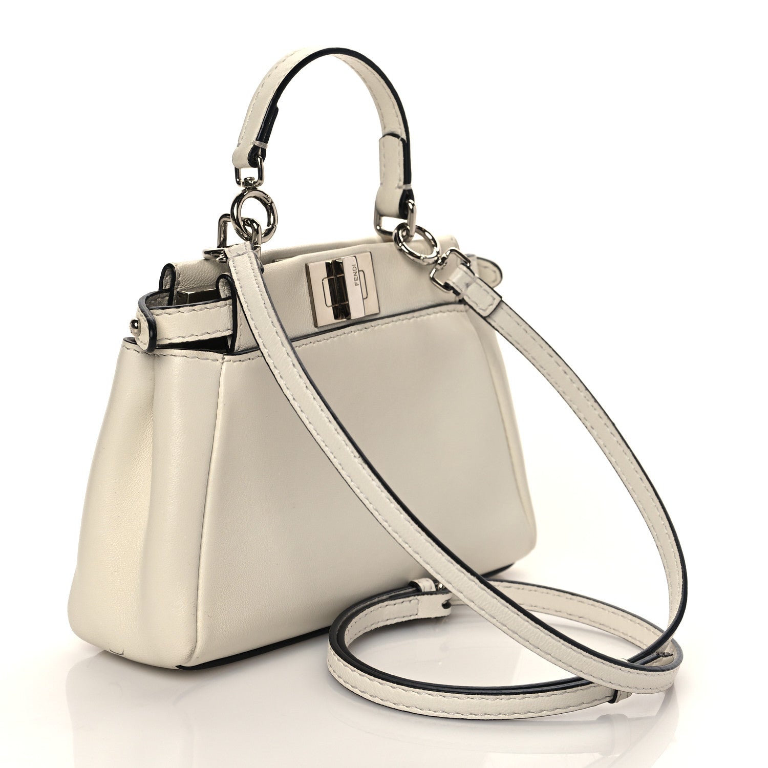 Fendi Shiny Nappa Micro Peekaboo Iconic Satchel White 3 of 11
