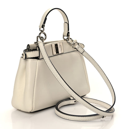 Fendi Shiny Nappa Micro Peekaboo Iconic Satchel White 3 of 11