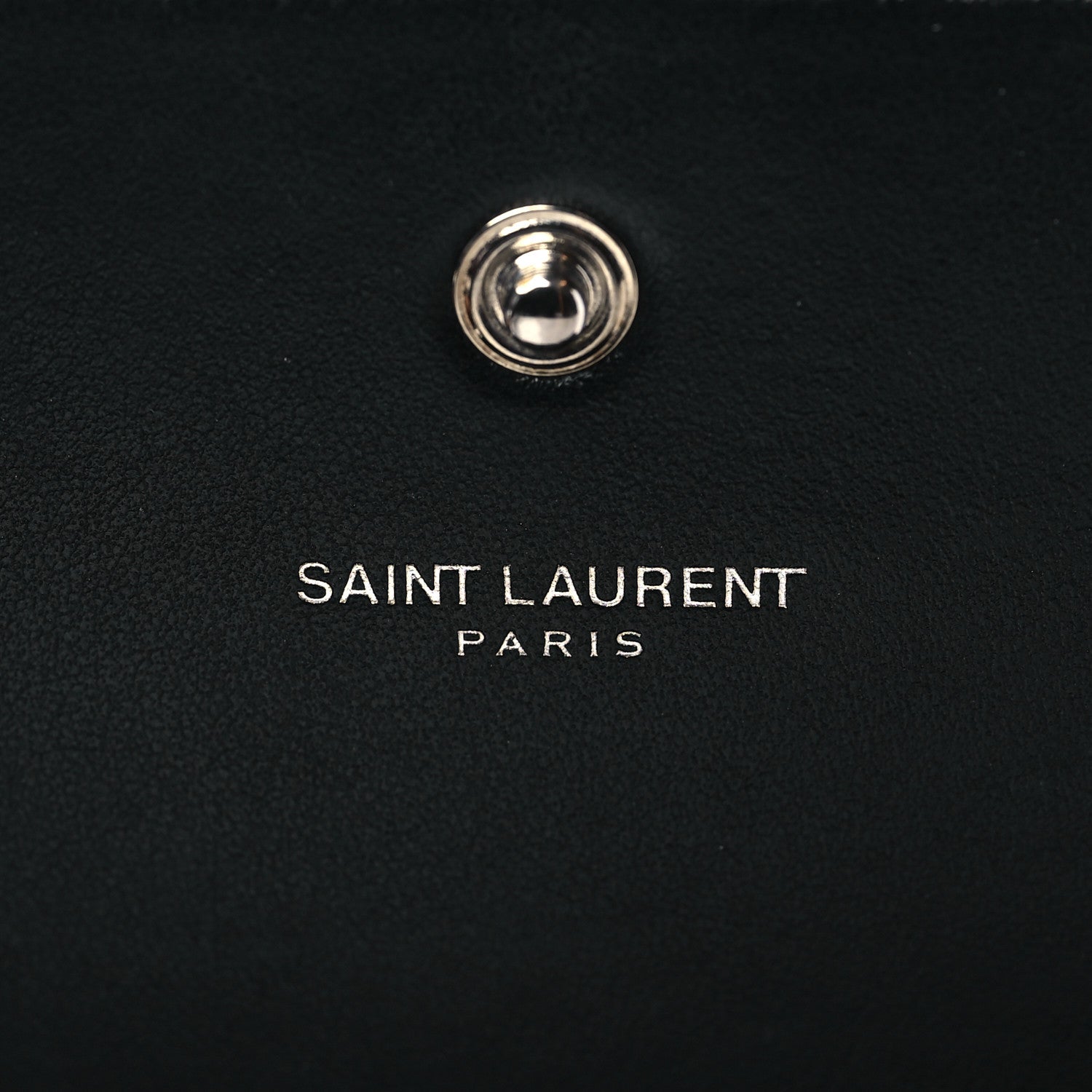 Saint Laurent Calfskin Crocodile Embossed Monogram Chain Wallet Black 6 of 10