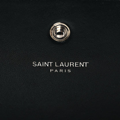 Saint Laurent Calfskin Crocodile Embossed Monogram Chain Wallet Black 6 of 10
