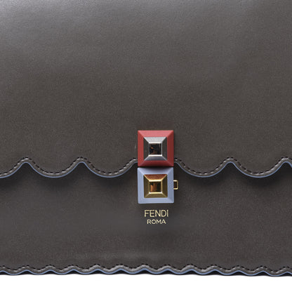 Fendi Vitello Liberty Scalloped Studded Kan I Shoulder Bag Carbone 11 of 11