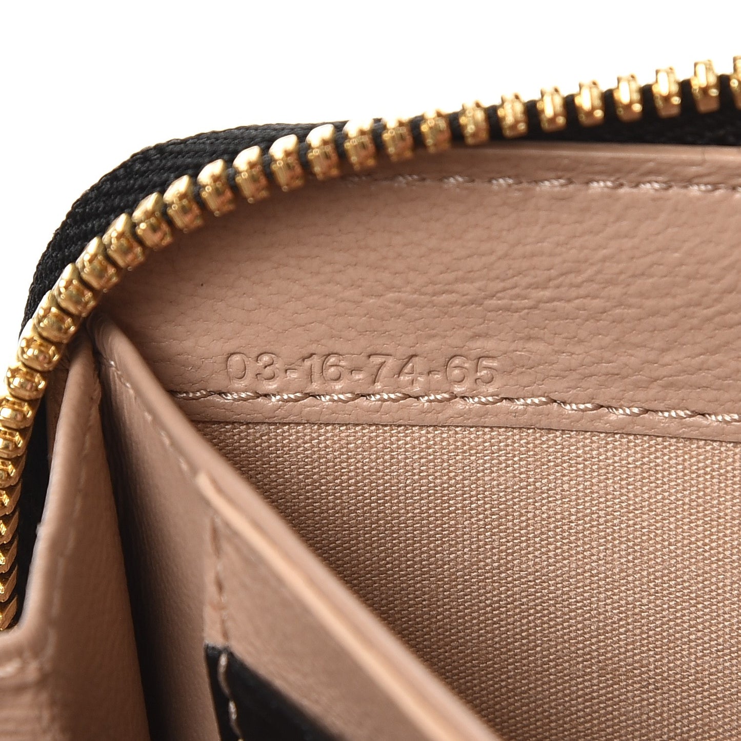 Lambskin Alphabet Zip Around Compact Wallet Black