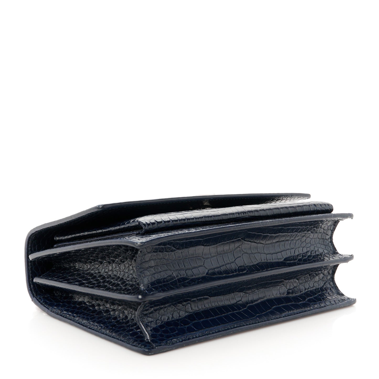 Calfskin Crocodile Embossed Medium Monogram Sunset  Deep Marine
