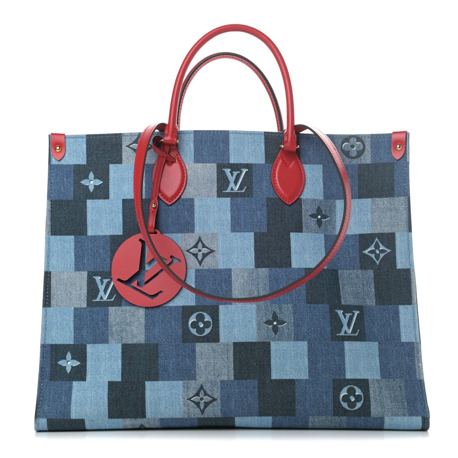 Louis Vuitton Denim Damier Monogram Onthego Blue Rouge 1 of 13