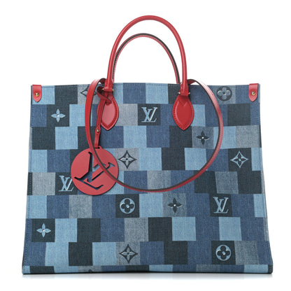 Louis Vuitton Denim Damier Monogram Onthego Blue Rouge 1 of 13