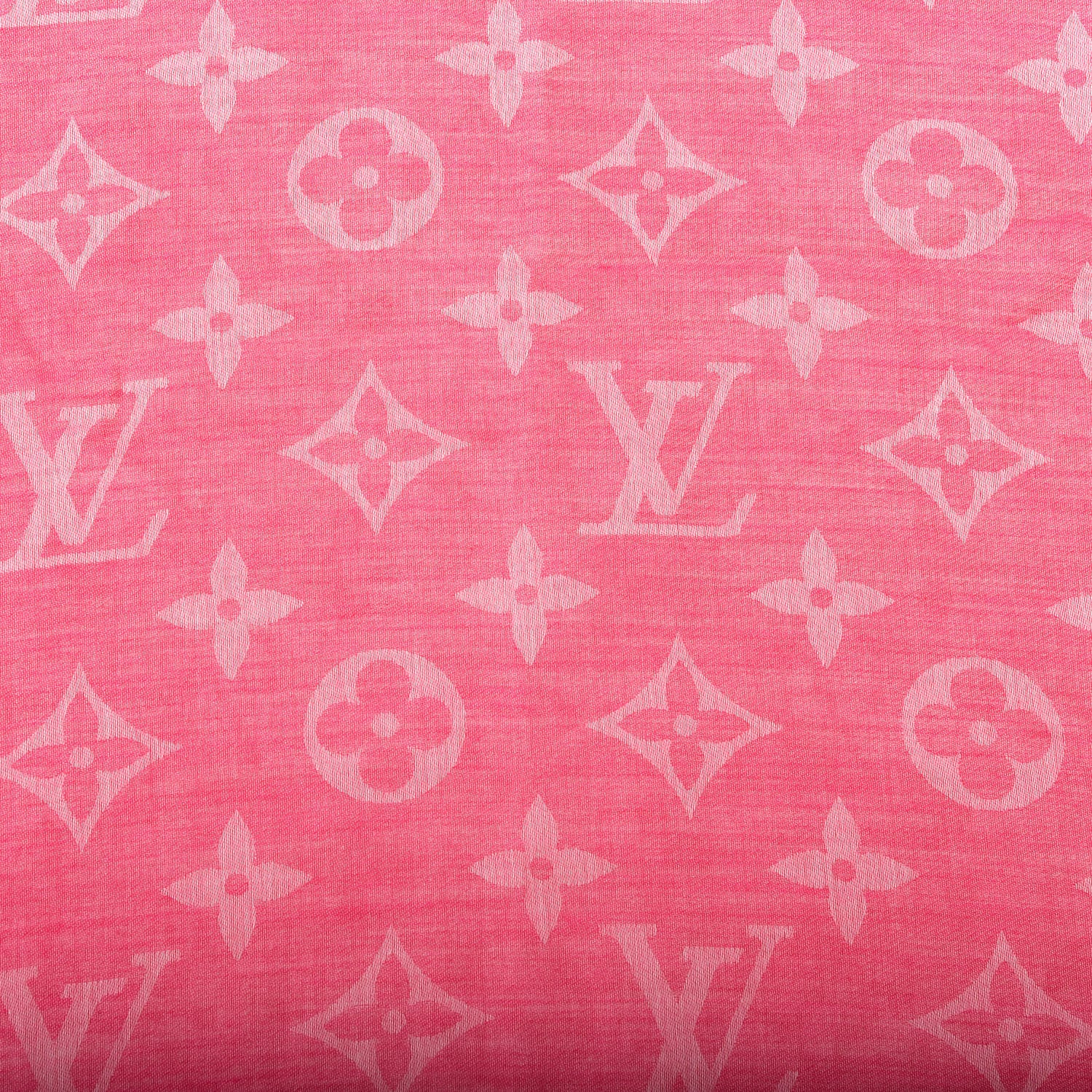 Louis Vuitton Wool Cotton Silk Monogram Stole Pink 4 of 5
