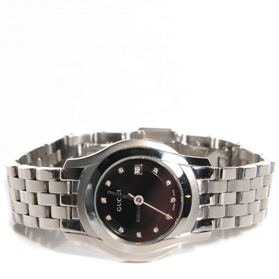 Gucci Stainless Steel Diamond 27mm 5500L Quartz Watch Black 4 of 14